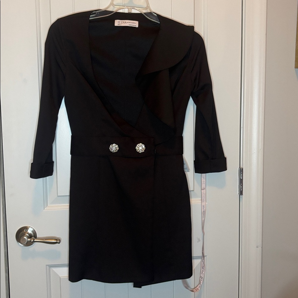 Ieena for MACDUGGAL Black Mini Wrap Blazer Dress
